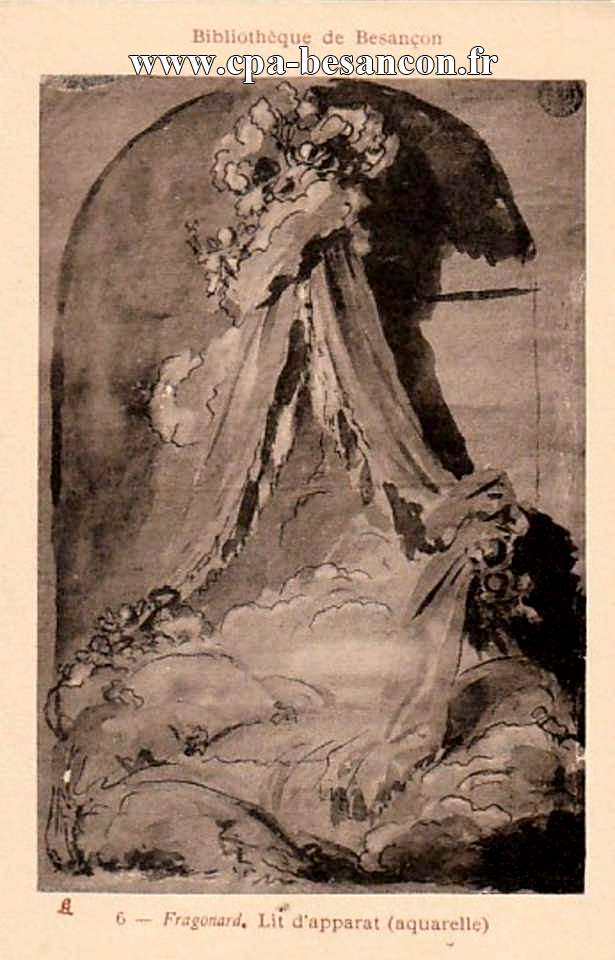 Bibliothèque de Besançon - 6. - Fragonard. Lit d'apparat (aquarelle)